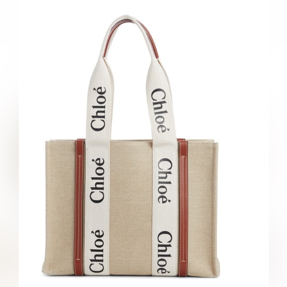 Chloe Handbags - Chloe Medium Woody Linen Tote